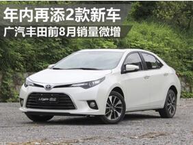 廣汽豐田前8月銷量微增 年內(nèi)再添2款新車