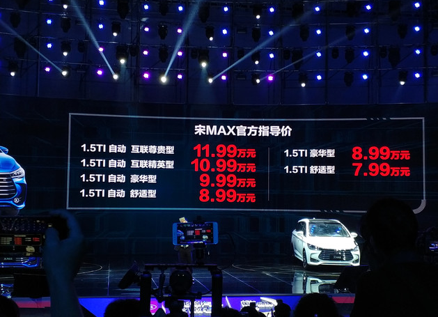 售7.99-11.99萬元 比亞迪宋MAX上市