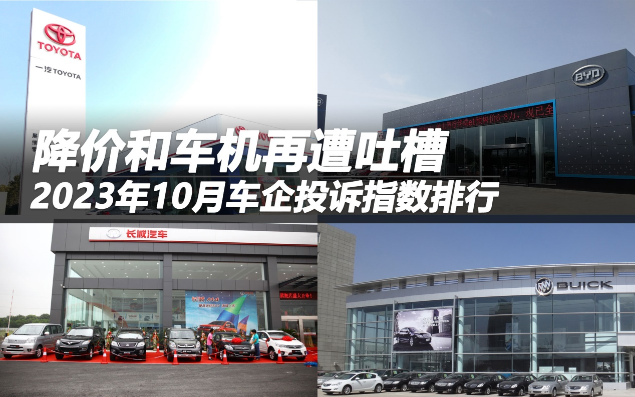 2023年10月車企投訴指數(shù)排行：降價和車機再遭吐槽