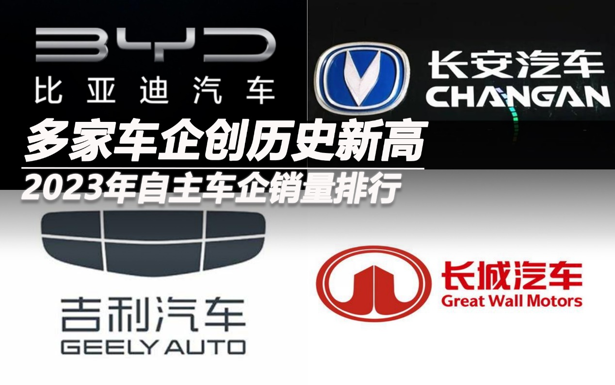 2023年自主車企銷量排行：多家車企創(chuàng)歷史新高