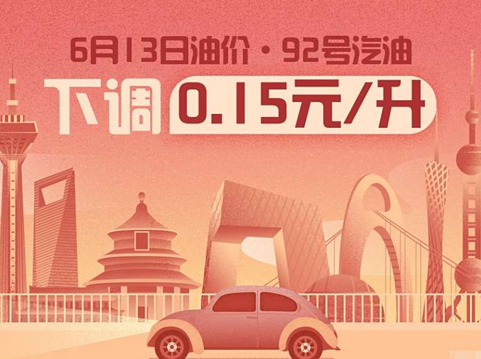 6月13日24時:92號汽油下調(diào)0.15元/升