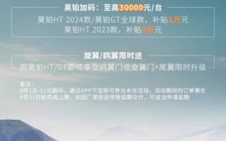 鷗翼/旋翼門限時(shí)免費(fèi)送等 昊鉑置換補(bǔ)貼至高5萬元
