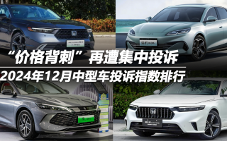 2024年12月中型車投訴指數(shù)排行:“價(jià)格背刺”再遭集中投訴