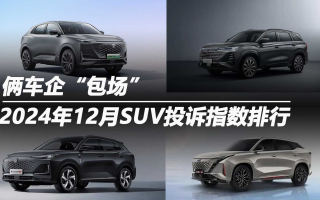 2024年12月SUV投訴指數排行：倆車企“包場”