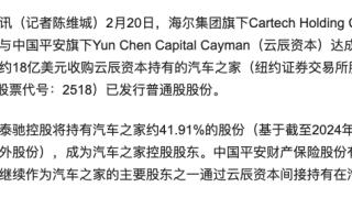 卡泰馳戰(zhàn)略入股汽車之家，海爾加碼汽車產業(yè)鏈布局