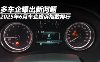 2025年6月車企投訴指數(shù)排行：多車企曝出新問題