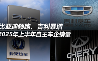 2025年上半年自主車企銷量：比亞迪領(lǐng)跑、吉利暴增